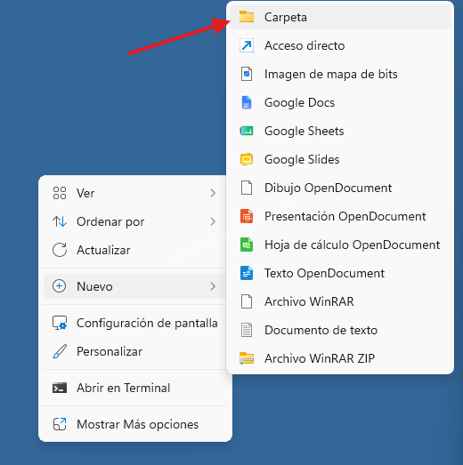 Crear carpeta en Windows