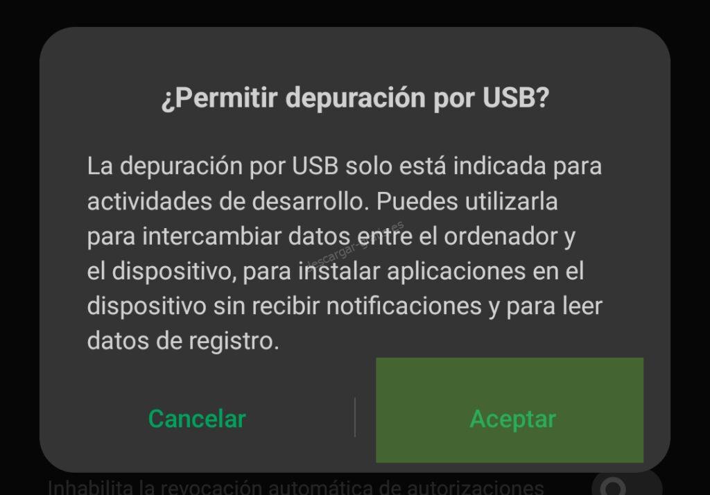 Depuración por USB