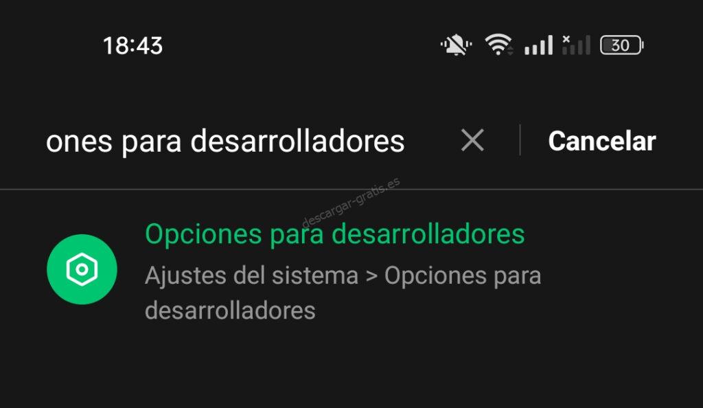 Opciones para desarrolladores