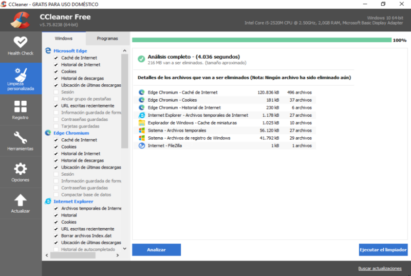Ccleaner Inicio CCleaner