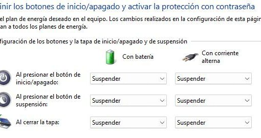 Suspender o hibernar ordenador