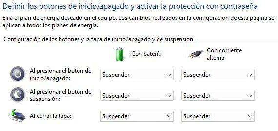 Suspender o hibernar ordenador