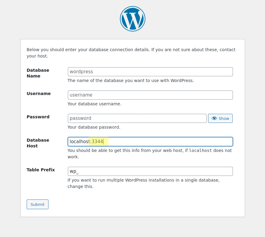 Configuración del puerto de conexión a la base de datos en WordPress