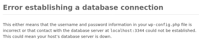 Error establishing a database connection