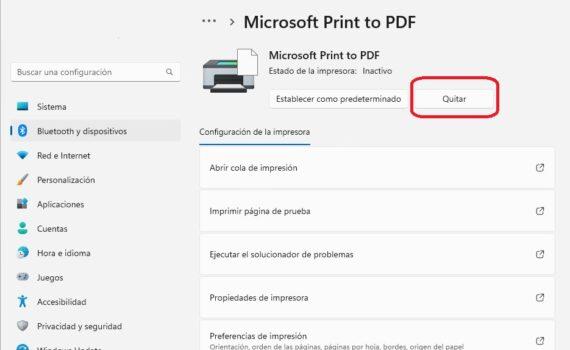 Eliminar impresora virtual