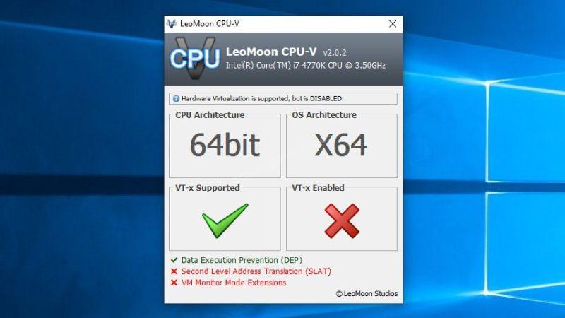 Equipo de 64 bits que soporta virtualización y NO la tiene habilitada.