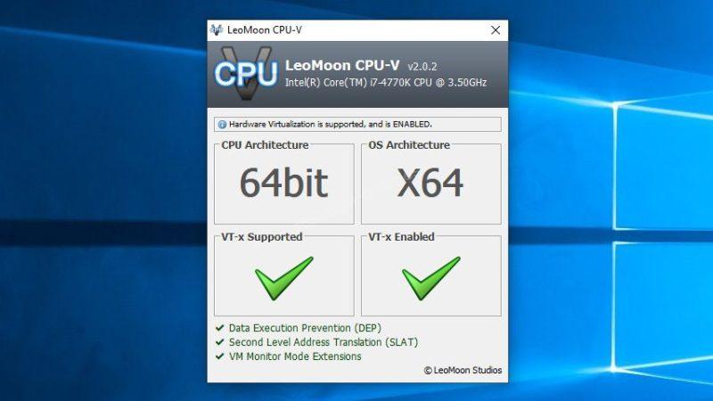 Equipo de 64 bits que soporta virtualización y la tiene habilitada.