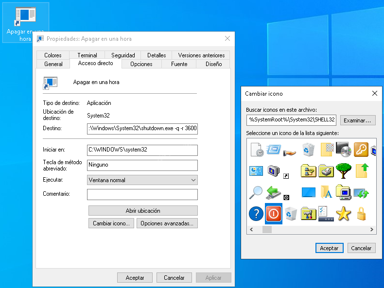 Propiedades acceso directo