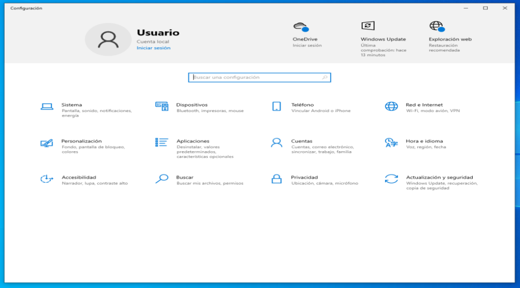 Configuración Windows 10