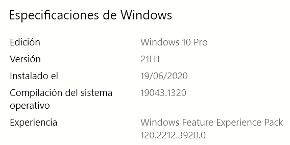 Versión de Windows
